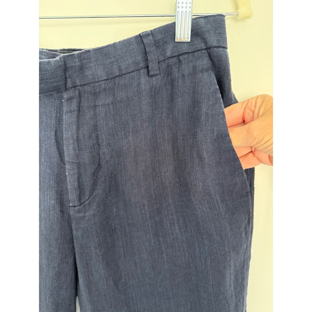 H&M Womens Slim Fit Linen Trousers Summer Pants 33R Navy Blue - Picture 5 of 10